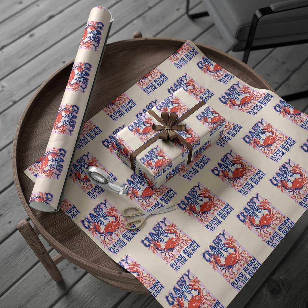 Summer Vacation Wrapping Paper Roll If Crabby Return To Beach Retro Graphic