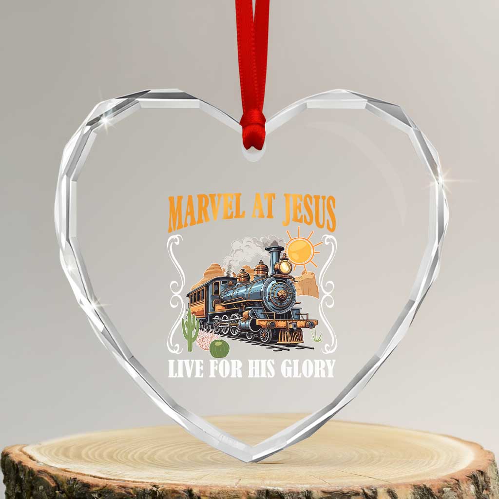 Summer VBS 2025 Heart Crystal Glass Ornament Marvel at Jesus Live for His Glory Christian Bible Camp TS02 Transparent Glass 3'' Heart Print Your Wear