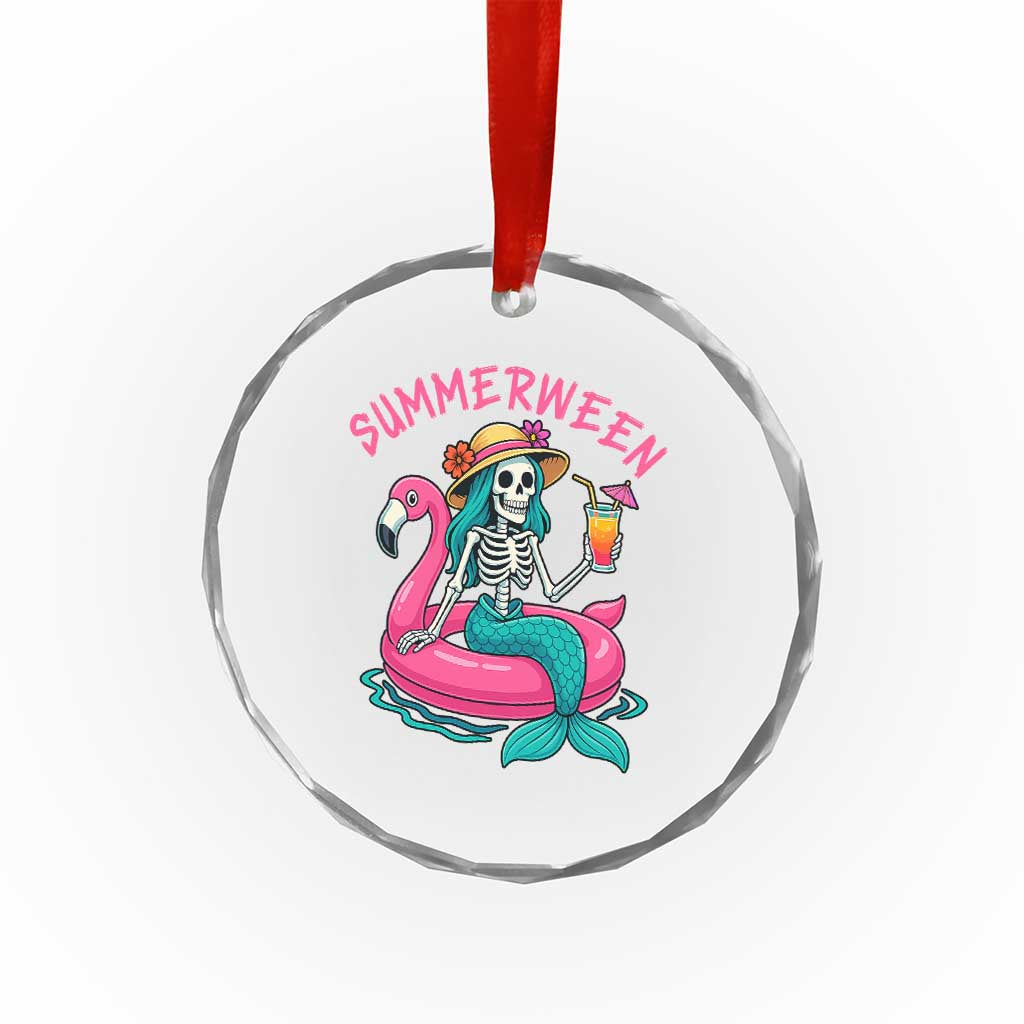 Summerween Skeleton Mermaid Crystal Glass Ornament Flamingo Float Funny Spooky Summer Halloween Vibes TS02 Print Your Wear