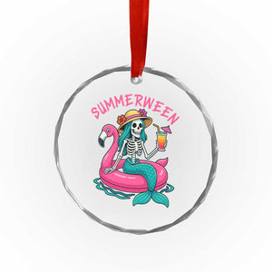 Summerween Skeleton Mermaid Crystal Glass Ornament Flamingo Float Funny Spooky Summer Halloween Vibes TS02 Print Your Wear