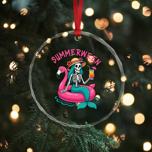 Summerween Skeleton Mermaid Crystal Glass Ornament Flamingo Float Funny Spooky Summer Halloween Vibes TS02 Print Your Wear