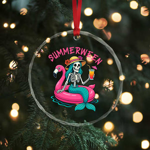 Summerween Skeleton Mermaid Crystal Glass Ornament Flamingo Float Funny Spooky Summer Halloween Vibes TS02 Print Your Wear