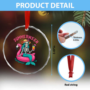 Summerween Skeleton Mermaid Crystal Glass Ornament Flamingo Float Funny Spooky Summer Halloween Vibes TS02 Print Your Wear