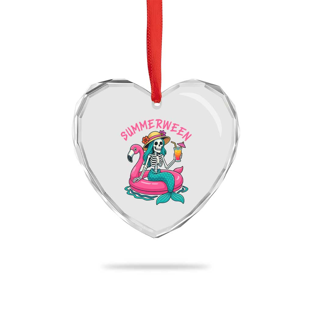Summerween Skeleton Mermaid Heart Crystal Glass Ornament Flamingo Float Funny Spooky Summer Halloween Vibes TS02 Print Your Wear