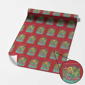 Summerween Zombie Pool Party Wrapping Paper Roll Chillin and Thrillin Flamingo Float Summer Halloween TS02 Red Print Your Wear