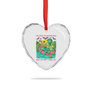 Summerween Zombie Pool Party Heart Crystal Glass Ornament Chillin and Thrillin Flamingo Float Summer Halloween TS02 Print Your Wear