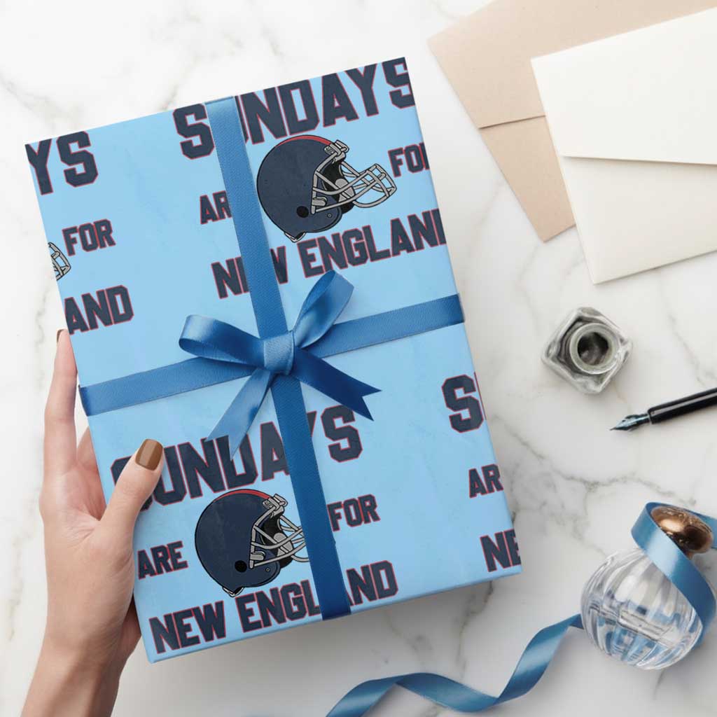 Sundays Are For NE Wrapping Paper Roll Game Day Lover Gift TS12 Light Blue Print Your Wear