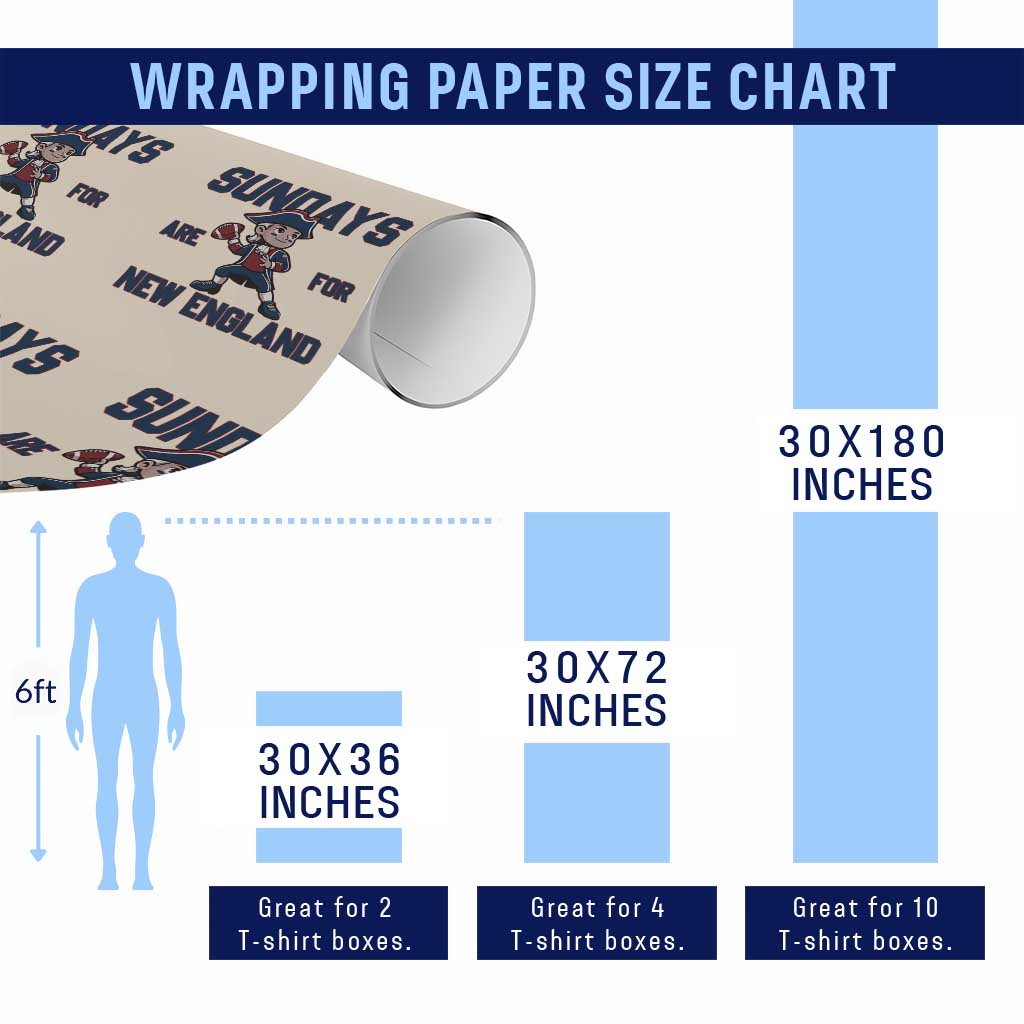 Sundays Are For NE Wrapping Paper Roll Game Day Sports Fan Gift TS12 Print Your Wear