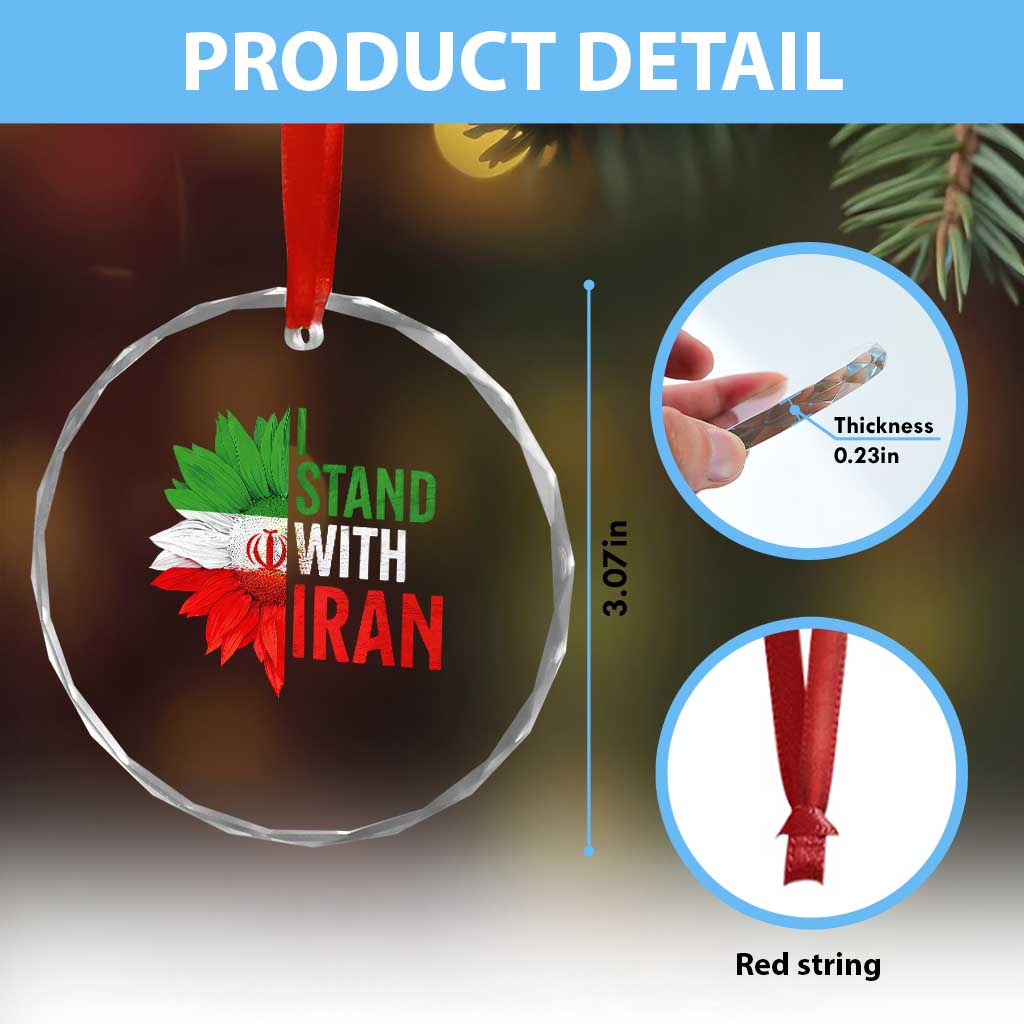 Sunflower Iran Flag Crystal Glass Ornament Persian Freedom I Stand With Iran TS10 Print Your Wear