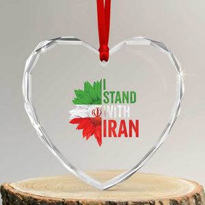 Sunflower Iran Flag Heart Crystal Glass Ornament Persian Freedom I Stand With Iran TS10 Transparent Glass 3'' Heart Print Your Wear