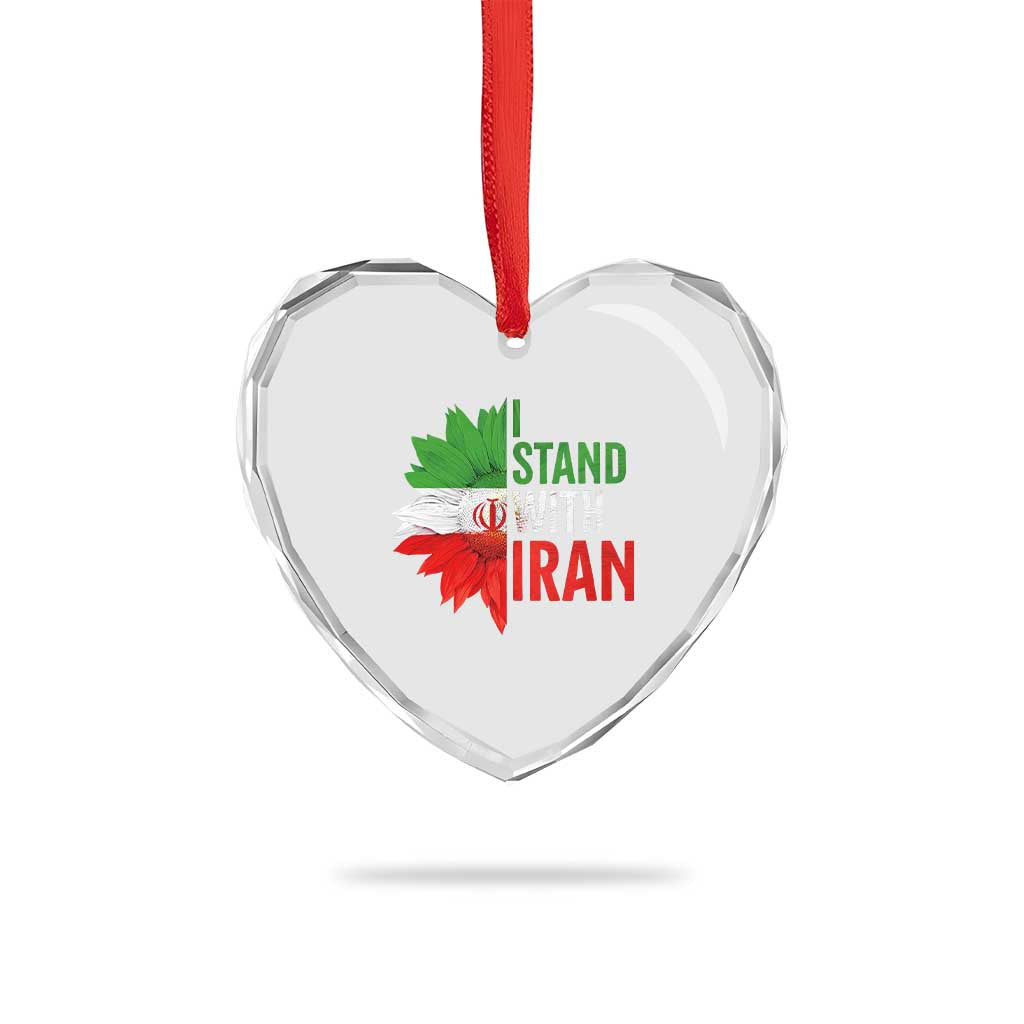 Sunflower Iran Flag Heart Crystal Glass Ornament Persian Freedom I Stand With Iran TS10 Print Your Wear