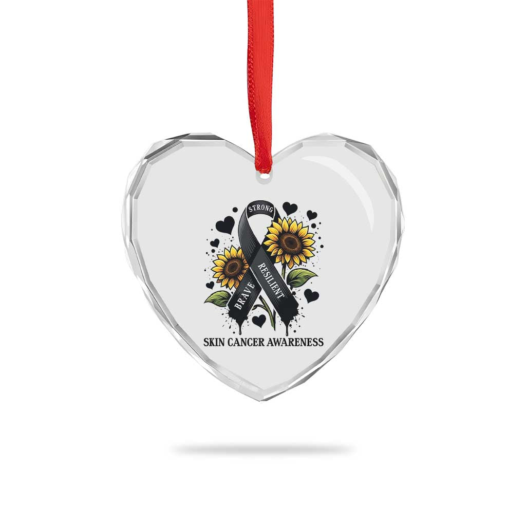 Sunflower Skin Cancer Awareness Heart Crystal Glass Ornament Brave Strong Resilient TS12 Print Your Wear