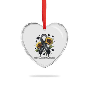 Sunflower Skin Cancer Awareness Heart Crystal Glass Ornament Brave Strong Resilient TS12 Print Your Wear