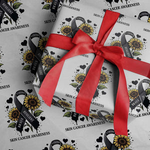 Sunflower Skin Cancer Awareness Wrapping Paper Roll Brave Strong Resilient TS12 White Print Your Wear