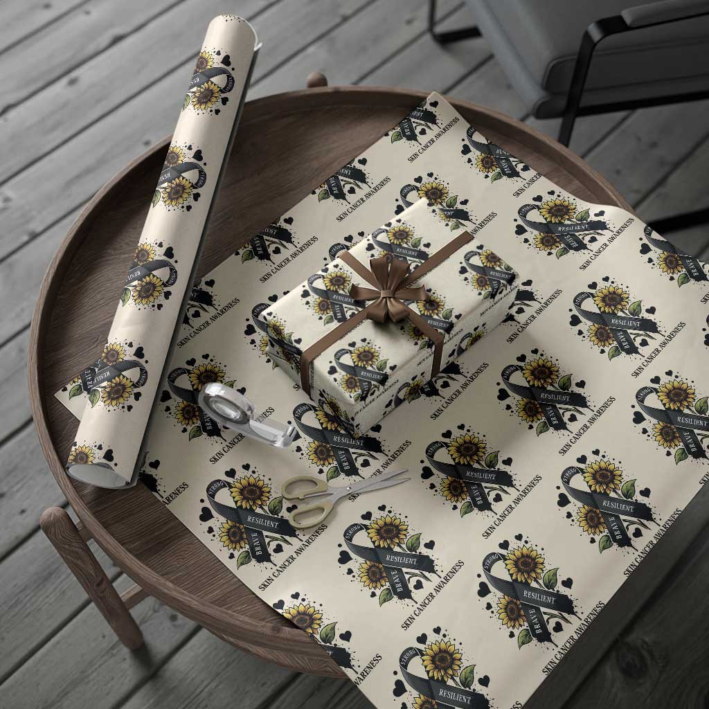 Sunflower Skin Cancer Awareness Wrapping Paper Roll Brave Strong Resilient TS12 Beige Print Your Wear
