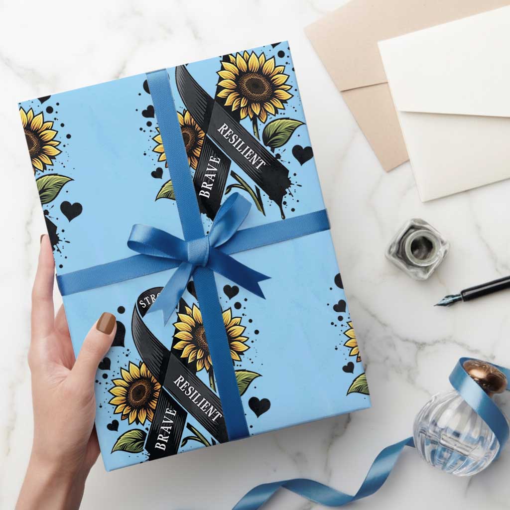 Sunflower Skin Cancer Awareness Wrapping Paper Roll Brave Strong Resilient TS12 Light Blue Print Your Wear