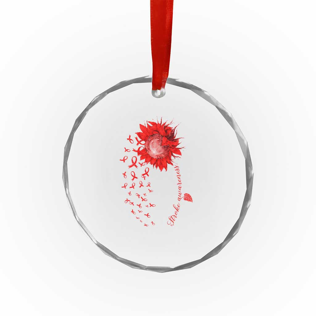 Sunflower Stroke Awareness Red Ribbon Crystal Glass Ornament TS11 Print Your Wear