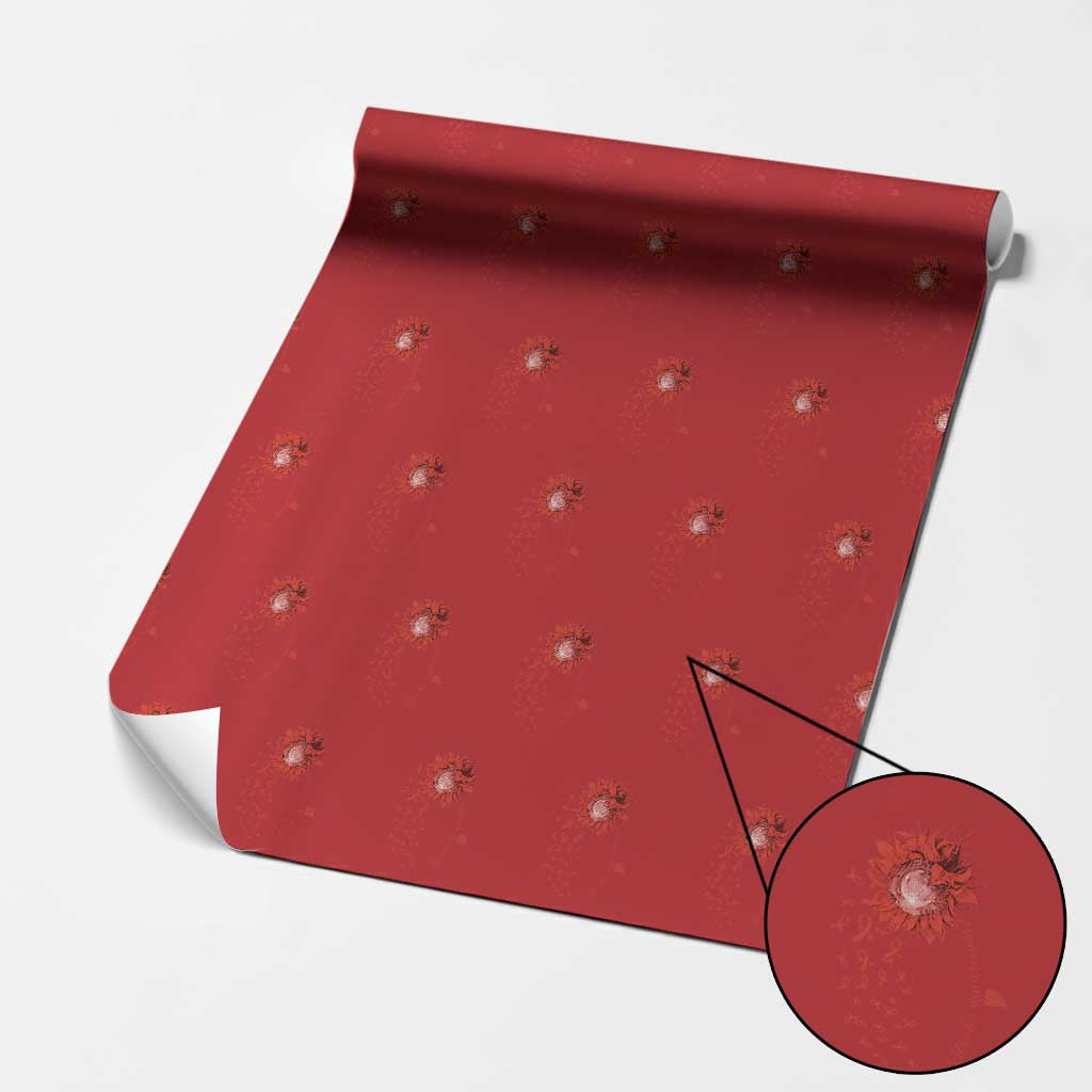 Sunflower Stroke Awareness Red Ribbon Wrapping Paper Roll TS11 Red Print Your Wear