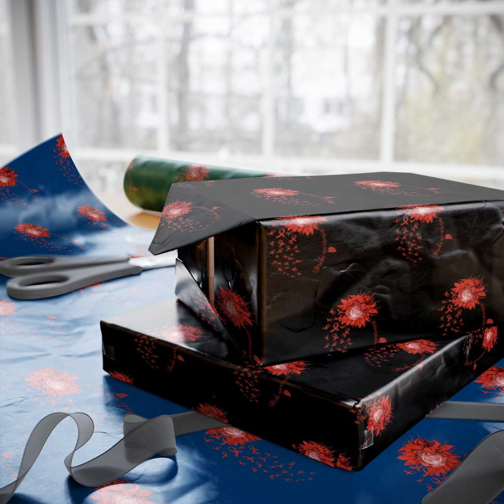 Sunflower Stroke Awareness Red Ribbon Wrapping Paper Roll TS11 Black Print Your Wear