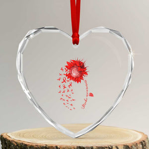 Sunflower Stroke Awareness Red Ribbon Heart Crystal Glass Ornament TS11 Transparent Glass 3'' Heart Print Your Wear