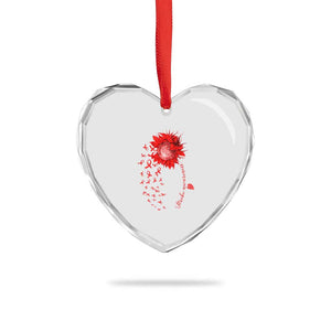 Sunflower Stroke Awareness Red Ribbon Heart Crystal Glass Ornament TS11 Print Your Wear