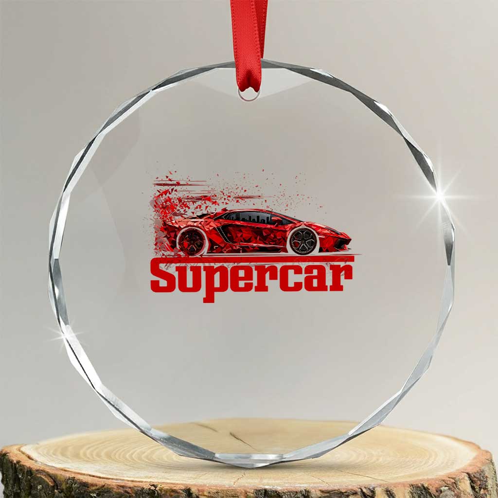 Supercar Exotic Italian Sports Car Graphic Crystal Glass Ornament TS14 Transparent Glass 3'' Circle Print Your Wear