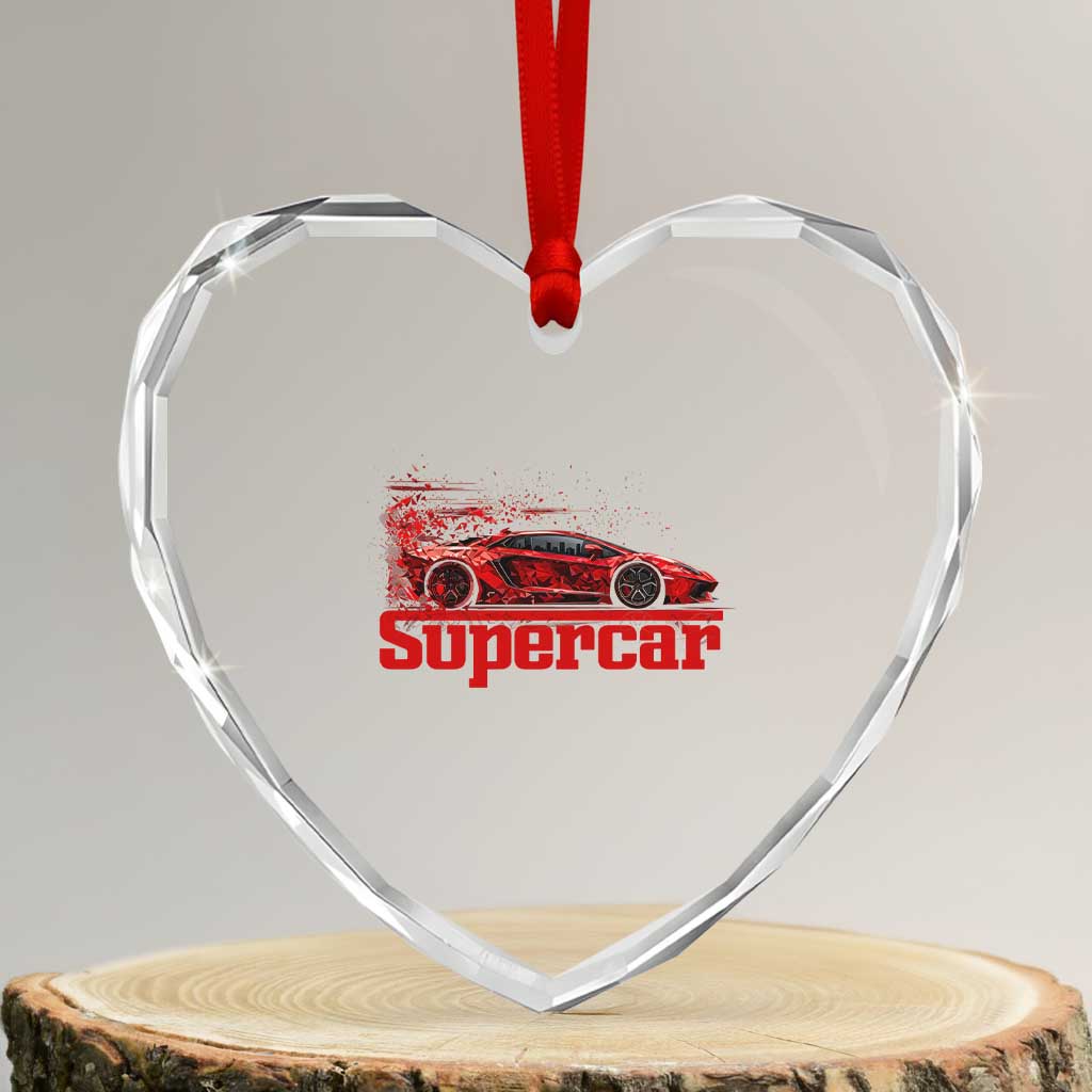 Supercar Exotic Italian Sports Car Graphic Heart Crystal Glass Ornament TS14 Transparent Glass 3'' Heart Print Your Wear