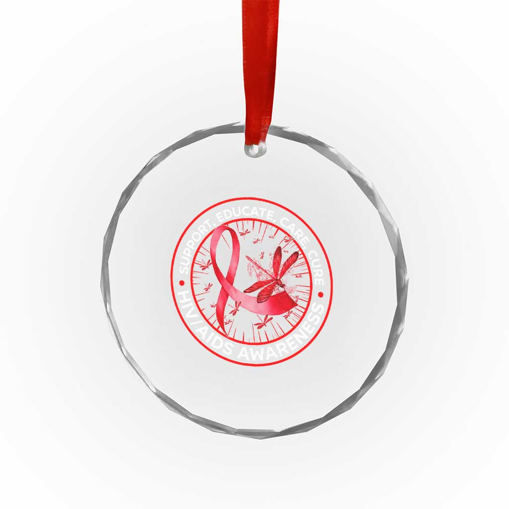 Support Educate Care Cure Crystal Glass Ornament HIV Awareness Month Gift TS12 Print Your Wear