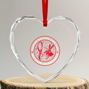 Support Educate Care Cure Heart Crystal Glass Ornament HIV Awareness Month Gift TS12 Transparent Glass 3'' Heart Print Your Wear