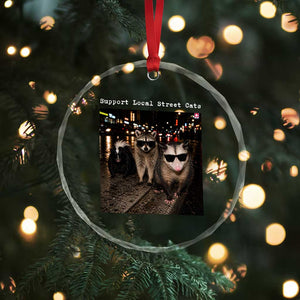 Support Local Street Cats Crystal Glass Ornament Funny Raccoon Skunk Possum Animal Meme TS10 Print Your Wear