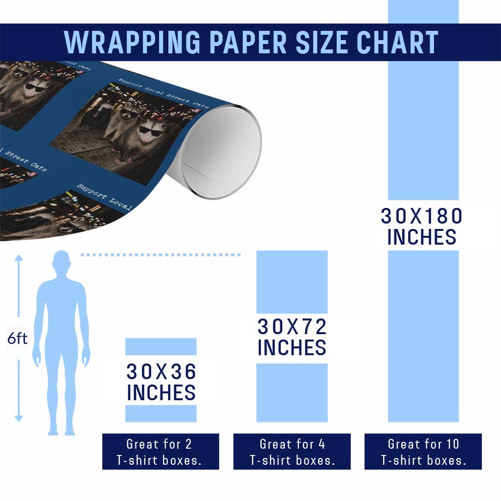 Support Local Street Cats Wrapping Paper Roll Funny Raccoon Skunk Possum Animal Meme