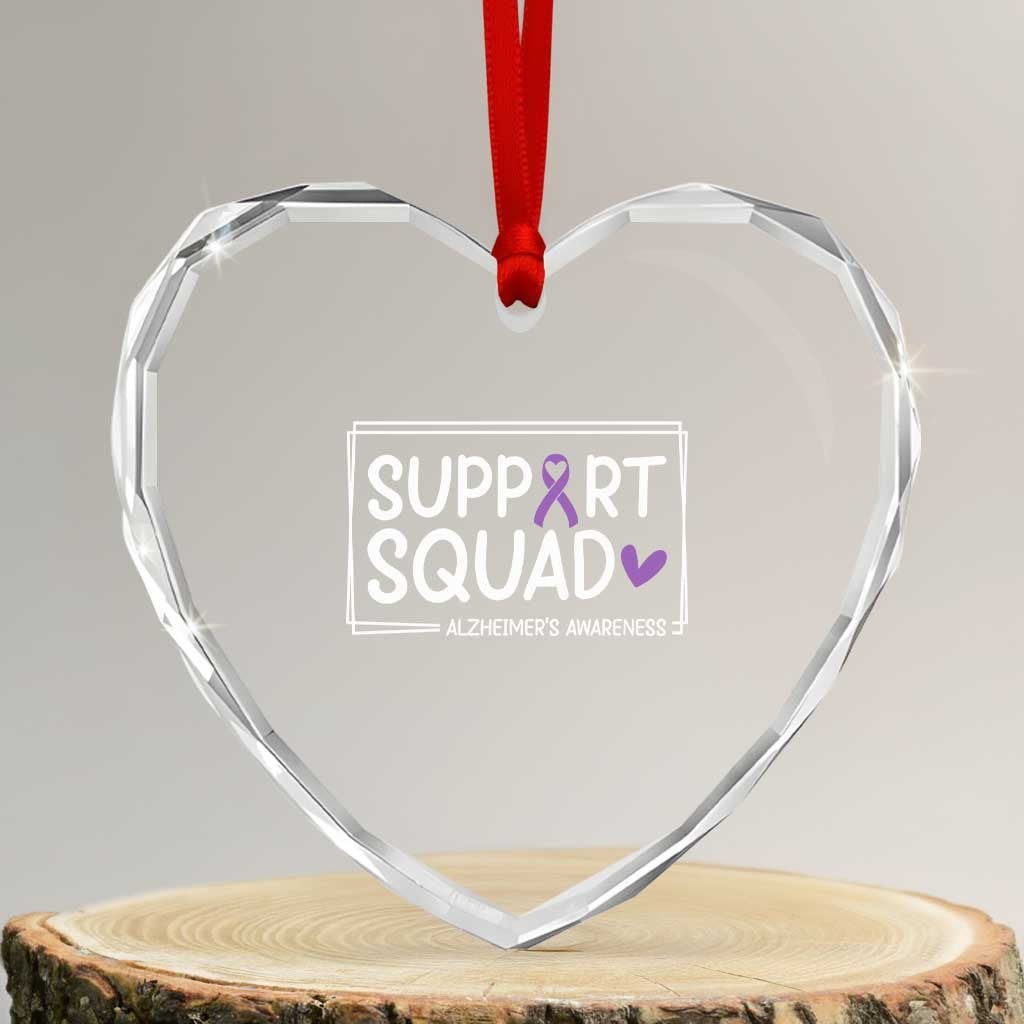 Support Squad Alzheimers Heart Crystal Glass Ornament Purple Ribbon Hope Strength Love TS12 Transparent Glass 3'' Heart Print Your Wear