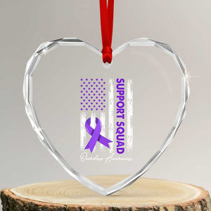 Support Squad Overdose Awareness Heart Crystal Glass Ornament Purple Ribbon American Flag Graphic