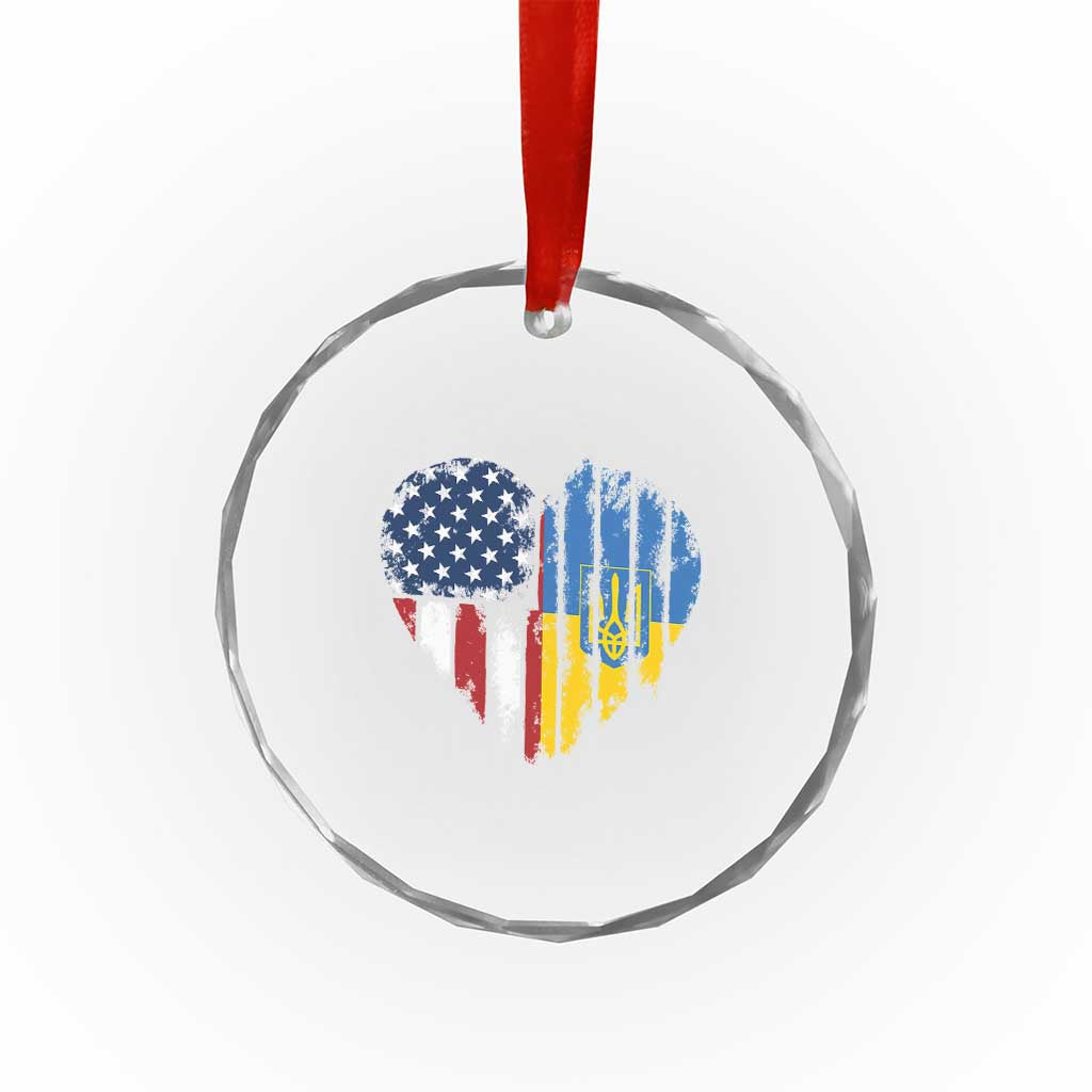 Support Ukraine Crystal Glass Ornament Stand With Ukraine American Ukrainian Flag TS10 Print Your Wear