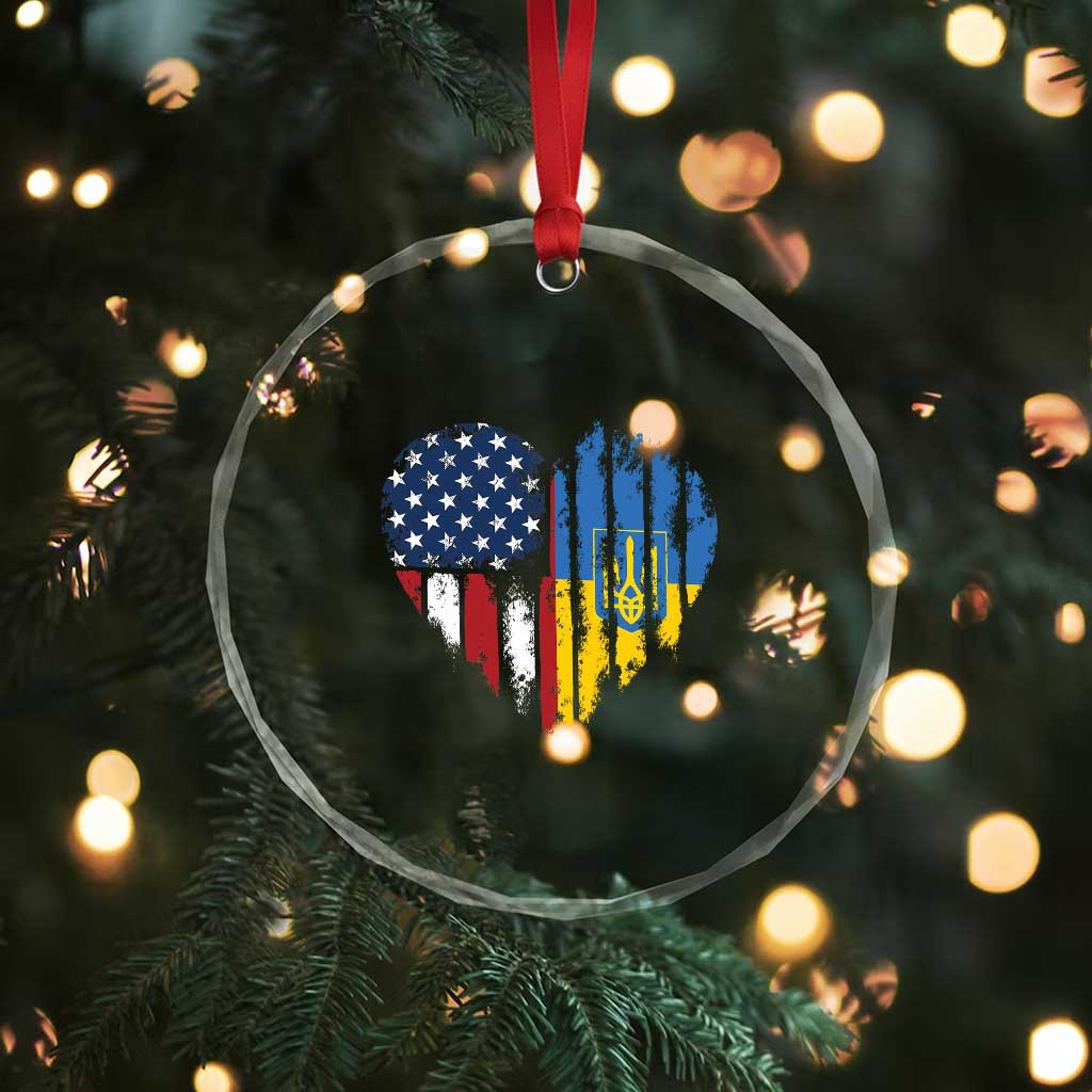 Support Ukraine Crystal Glass Ornament Stand With Ukraine American Ukrainian Flag TS10 Print Your Wear