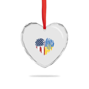 Support Ukraine Heart Crystal Glass Ornament Stand With Ukraine American Ukrainian Flag TS10 Print Your Wear