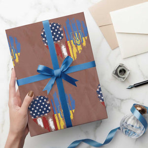Support Ukraine Wrapping Paper Roll Stand With Ukraine American Ukrainian Flag TS10 Mocha Print Your Wear