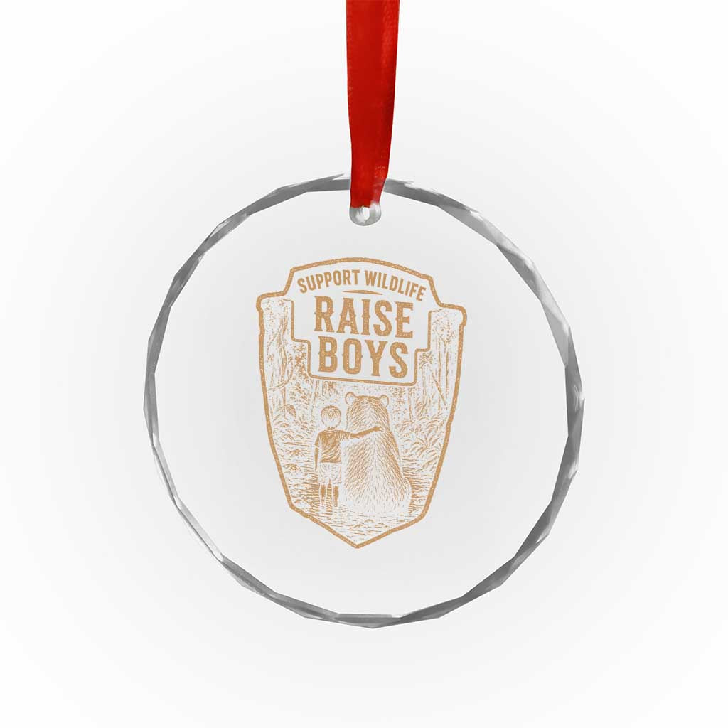 Support Wildlife Raise Boys Crystal Glass Ornament Funny Mama Bear Outdoor Family Nature Lover Gift TS10 Print Your Wear