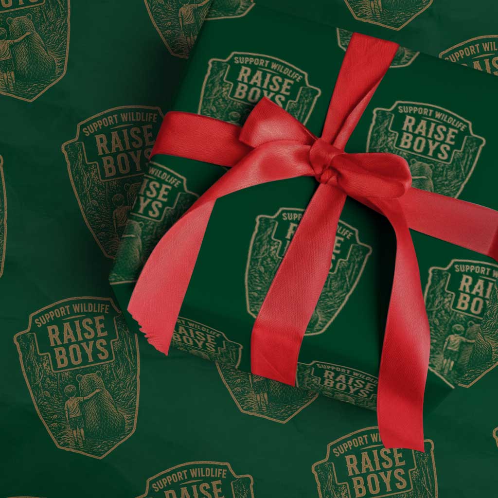 Support Wildlife Raise Boys Wrapping Paper Roll Funny Mama Bear Outdoor Family Nature Lover Gift TS10 Green Print Your Wear