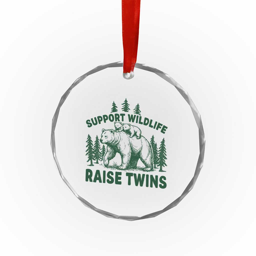 Support Wildlife Raise Twins Crystal Glass Ornament Twin Parent Mom Dad Bear Family TS10 Print Your Wear