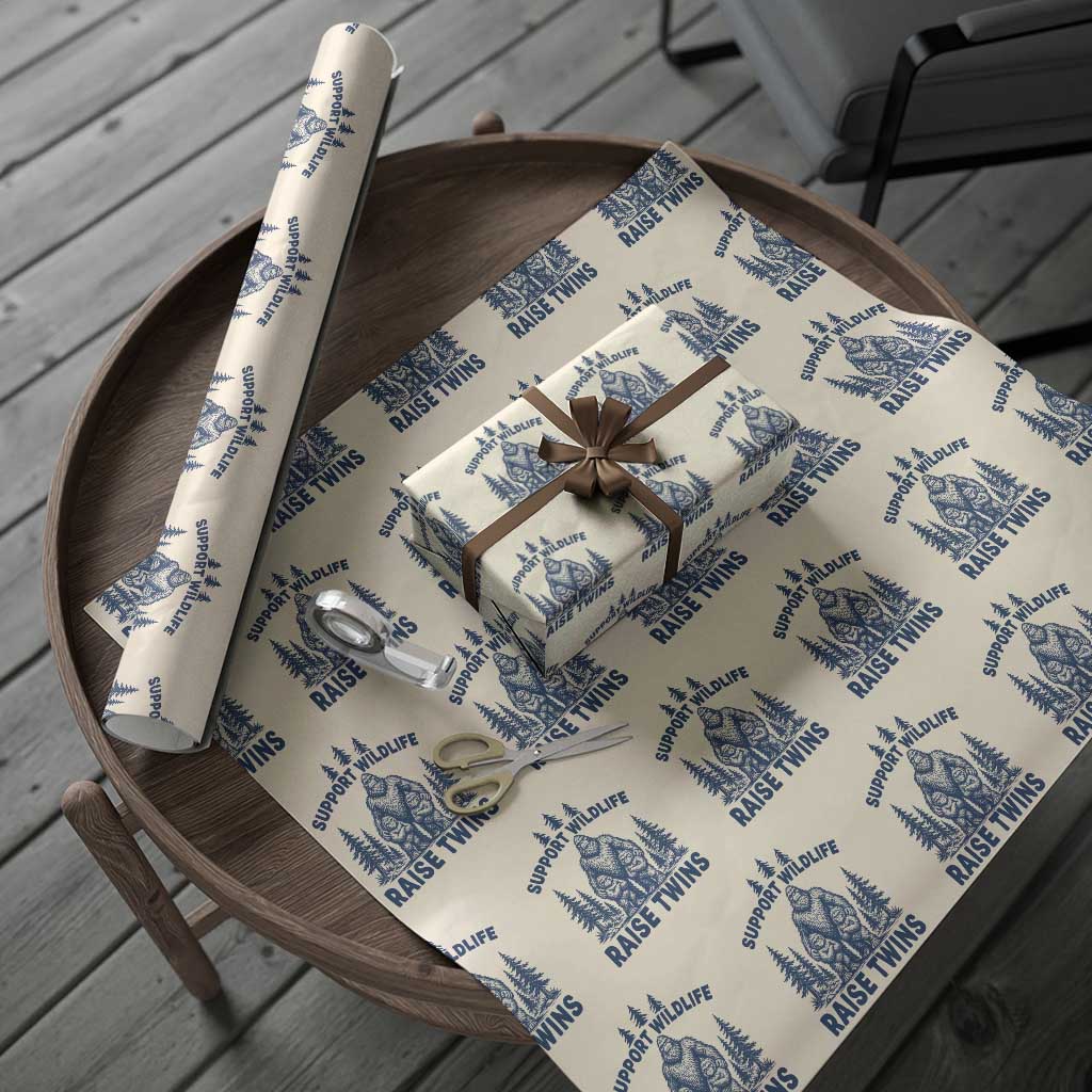 Support Wildlife Raise Twins Wrapping Paper Roll Twin Dad Mom Parent Bigfoot Family