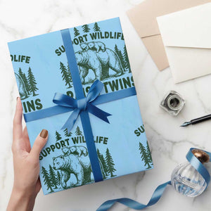 Support Wildlife Raise Twins Wrapping Paper Roll Twin Parent Mom Dad Bear Family