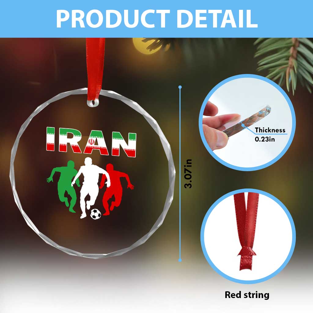 Supporting Iran Soccer Fan Crystal Glass Ornament Proud Persian Heritage Gift
