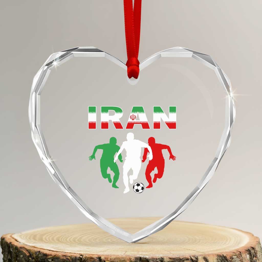 Supporting Iran Soccer Fan Heart Crystal Glass Ornament Proud Persian Heritage Gift