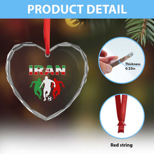 Supporting Iran Soccer Fan Heart Crystal Glass Ornament Proud Persian Heritage Gift