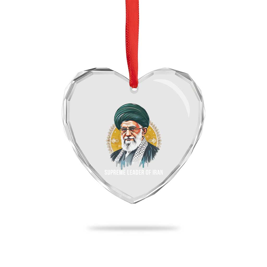 Supreme Leader Of Iran Graphic Portrait Heart Crystal Glass Ornament Iranian Political Figure TS02 Print Your Wear