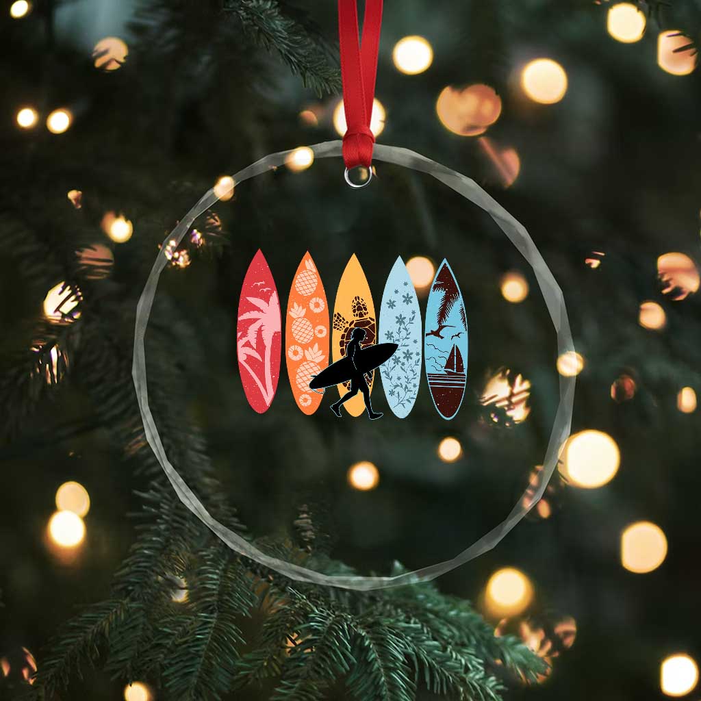 Surfboarder Crystal Glass Ornament Hawaii Wave Surfing Surfboard Lover Beach Surfer TS10 Print Your Wear