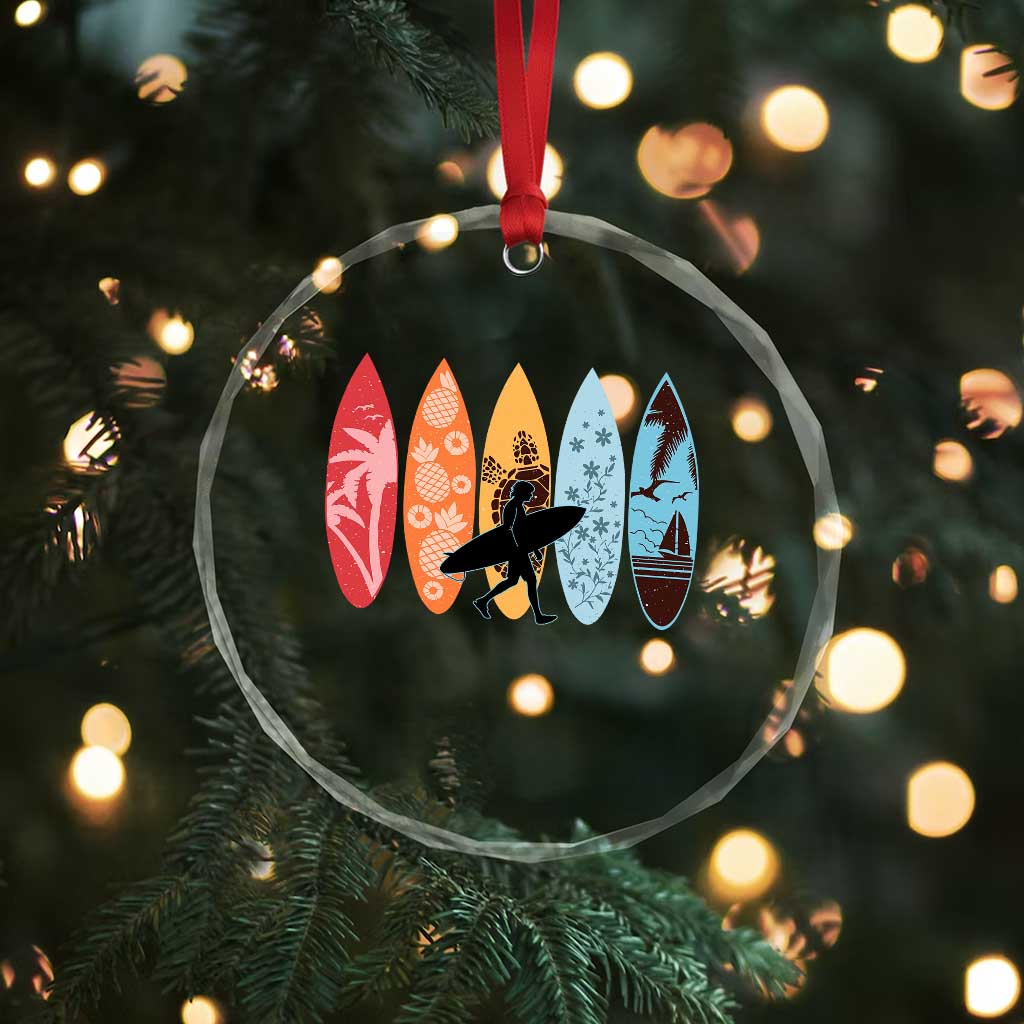 Surfboarder Crystal Glass Ornament Hawaii Wave Surfing Surfboard Lover Beach Surfer TS10 Print Your Wear