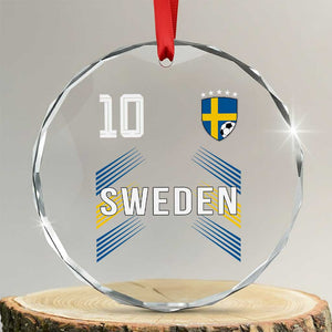 Sweden Soccer Sports Graphic Number 10 Jersey Style Crystal Glass Ornament Proud Swedish Football Fans Game Day Pride