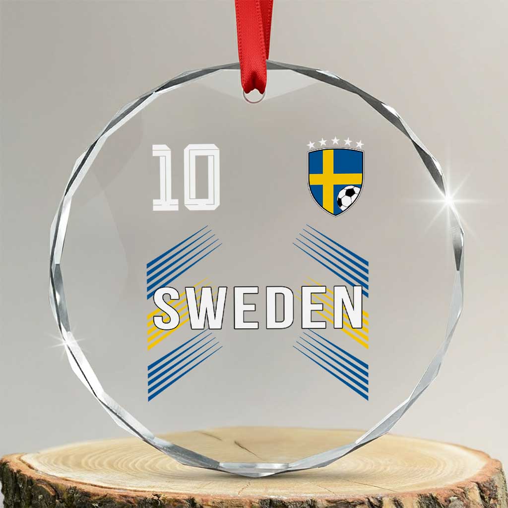 Sweden Soccer Sports Graphic Number 10 Jersey Style Crystal Glass Ornament Proud Swedish Football Fans Game Day Pride TS02 Transparent Glass 3'' Circle Print Your Wear